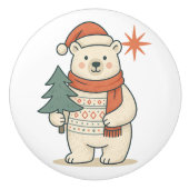 Cute Christmas Polar Bear Scandinavian Winter  セラミックノブ (正面)