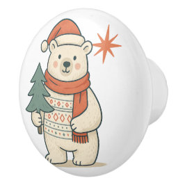 Cute Christmas Polar Bear Scandinavian Winter  セラミックノブ