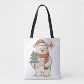 Cute Christmas Polar Bear Scandinavian Winter  トートバッグ (正面)
