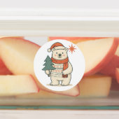 Cute Christmas Polar Bear Scandinavian Winter  ラベル (貼付)