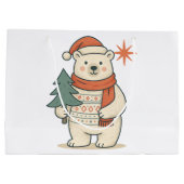 Cute Christmas Polar Bear Scandinavian Winter  ラージペーパーバッグ (裏面)