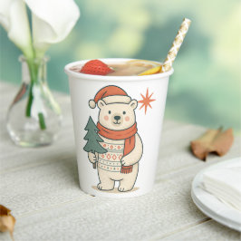 Cute Christmas Polar Bear Scandinavian Winter  紙コップ