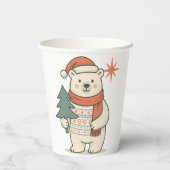 Cute Christmas Polar Bear Scandinavian Winter  紙コップ (裏面)