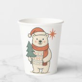 Cute Christmas Polar Bear Scandinavian Winter  紙コップ (正面)