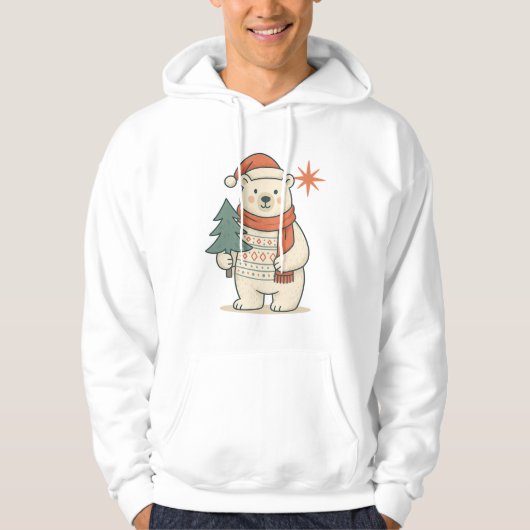 Cute Christmas Polar Bear Scandinavian Winter Cozy パーカ (正面)