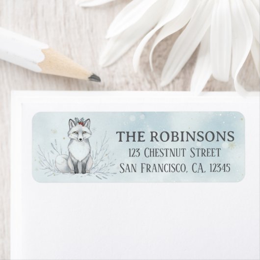 Cute Christmas Polar Fox Custom Christmas ラベル (インサイチュ)