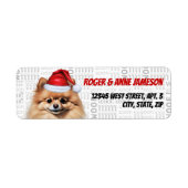 Cute Christmas Pomeranian Dog Return Address ラベル (正面)