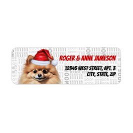 Cute Christmas Pomeranian Dog Return Address ラベル