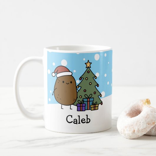 Cute Christmas Potato Personalized With Your Name コーヒーマグカップ (ドーナツ)