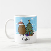 Cute Christmas Potato Personalized With Your Name コーヒーマグカップ (左)