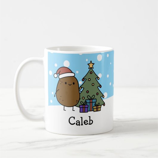 Cute Christmas Potato Personalized With Your Name コーヒーマグカップ (左)