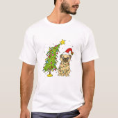 Cute Christmas Pug Wrapped in Holiday Lights Tシャツ (正面)