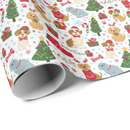 Cute Christmas Puppies Holiday Wrapping Paper ラッピングペーパー
