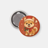 Cute Christmas Puppy マグネット (正面/裏面)