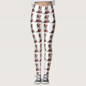 Cute Christmas Puppy on Gift Box レギンス (正面)