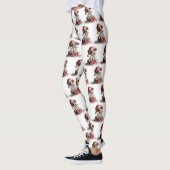 Cute Christmas Puppy on Gift Box レギンス (左)