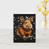 Cute Christmas Rabbit Sledding In Snow Funny Winte カード (黄色い花)