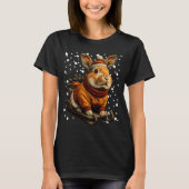 Cute Christmas Rabbit Sledding In Snow Funny Winte Tシャツ (正面)
