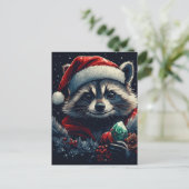 Cute Christmas Raccoon ポストカード (スタンド正面)