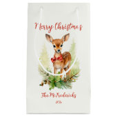 Cute Christmas Reindeer スモールペーパーバッグ (正面)