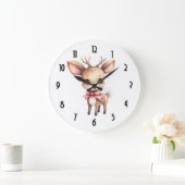  Cute Christmas Reindeer ラージ壁時計 (ホーム)