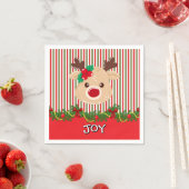 Cute Christmas Reindeer Custom Paper スタンダードカクテルナプキン (インサイチュ)
