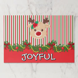 Cute Christmas Reindeer Custom Paper Placemat ペーパーパッド