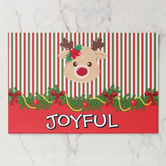 Cute Christmas Reindeer Custom Paper Placemat ペーパーパッド (正面)