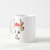 Cute Christmas reindeer face コーヒーマグカップ (正面左)