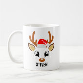 Cute Christmas reindeer face コーヒーマグカップ (左)