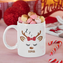 Cute Christmas reindeer face コーヒーマグカップ