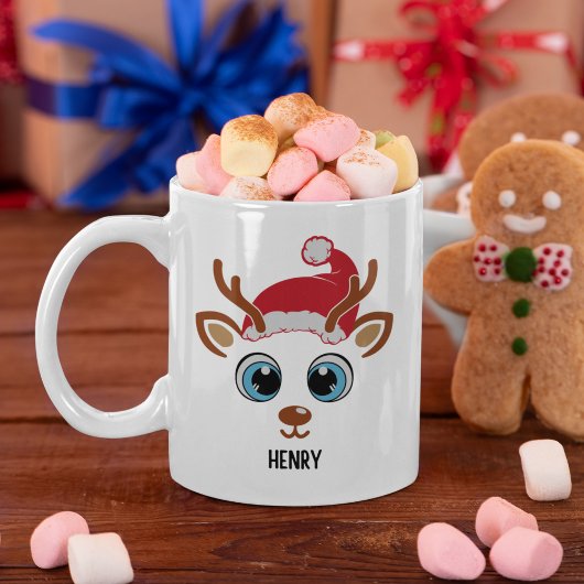 Cute Christmas reindeer face  コーヒーマグカップ