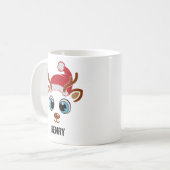 Cute Christmas reindeer face  コーヒーマグカップ (正面左)