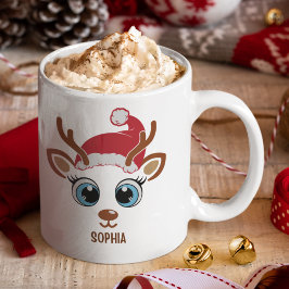 Cute Christmas reindeer face for her コーヒーマグカップ