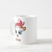 Cute Christmas reindeer face for her コーヒーマグカップ (正面左)
