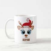 Cute Christmas reindeer face for her コーヒーマグカップ (左)