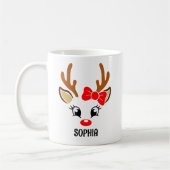 Cute Christmas reindeer face for her コーヒーマグカップ (左)