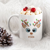 Cute Christmas reindeer face With Ligths コーヒーマグカップ