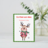 Cute christmas reindeer funny wish retro Postcard シーズンカード (スタンド正面)