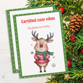 Cute christmas reindeer funny wish retro Postcard シーズンカード