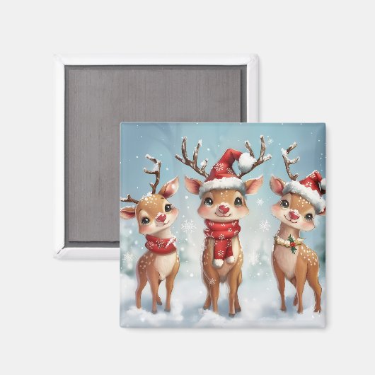 Cute Christmas Reindeer Magnet マグネット (正面/裏面)