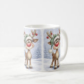Cute Christmas Reindeer Mug コーヒーマグカップ (正面右)