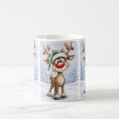 Cute Christmas Reindeer Mug コーヒーマグカップ (中央)