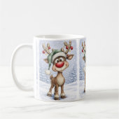 Cute Christmas Reindeer Mug コーヒーマグカップ (左)