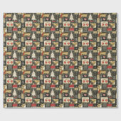 Cute Christmas reindeer pattern ラッピングペーパー (フラット)