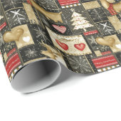 Cute Christmas reindeer pattern ラッピングペーパー (ロールコーナー)