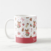 Cute Christmas Reindeer Personalized Mug コーヒーマグカップ (左)