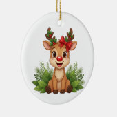 Cute Christmas Reindeer, Reindeer Holiday  セラミックオーナメント (右)