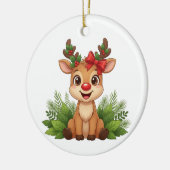 Cute Christmas Reindeer, Reindeer Holiday  セラミックオーナメント (左)