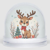 Cute Christmas Reindeer Scene Snowy Forest (正面)